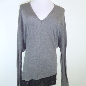 New GRAHAM & SPENCER wool LAMB leather v neck sweater P